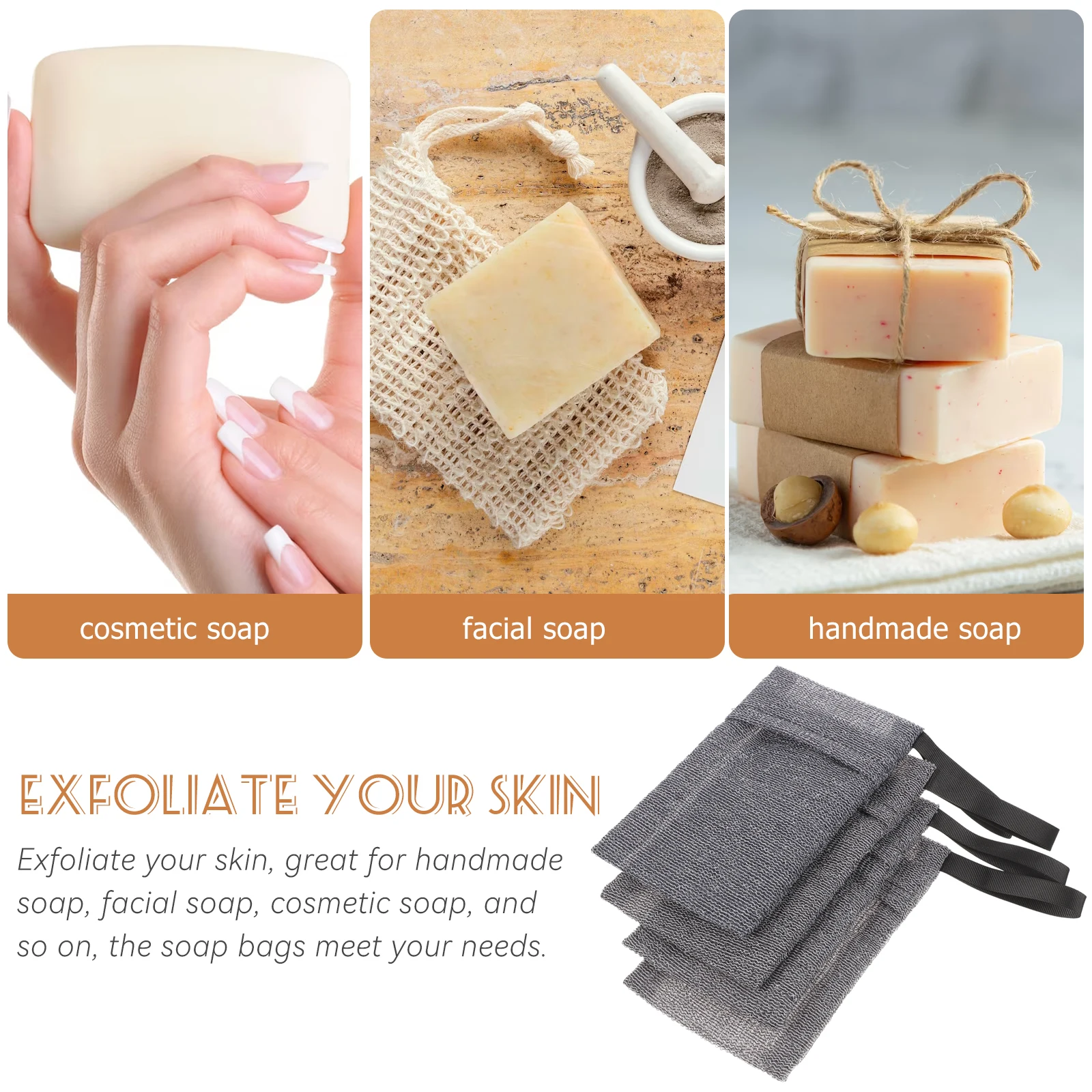 

4Pcs Soap Nets Bag Durable Mesh Foaming Bar Soap Saver Pocket Exfoliating Shower Bath Supplies Bathroom Accessories