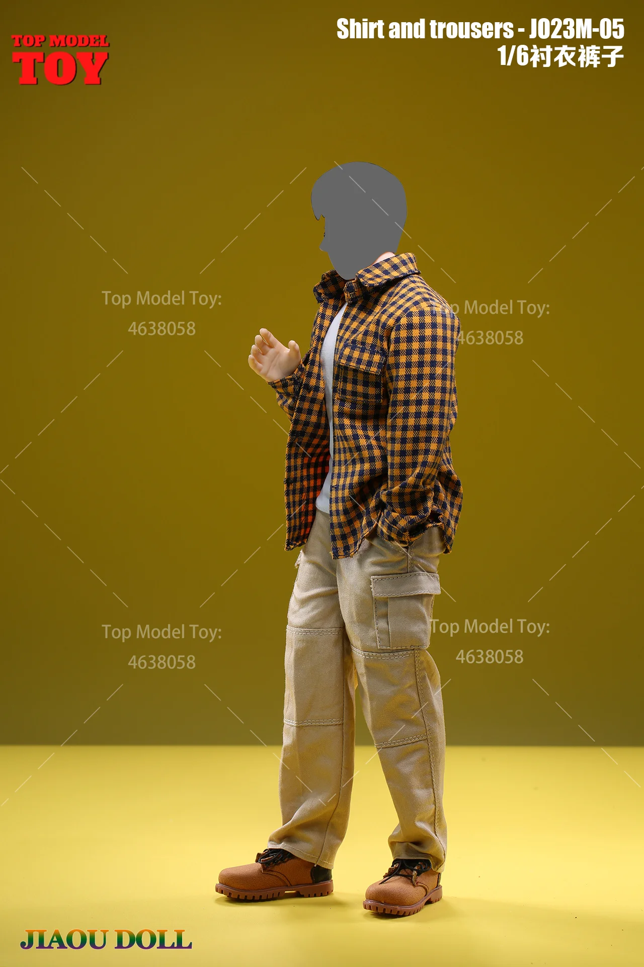 JO23M-05 1/6 Scale Plaid Shirt Stripes Shirt Solid Color Trousers Pants Clothes Model Fit 12'' Male Soldier Action Figure Body