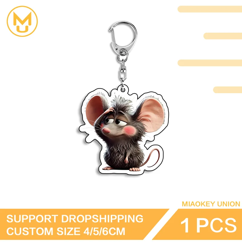 Funny Mouse Amusing Double Sided Acrylic Keyring Customizable Trendy Versatile Practical Lightweight Simple Daily Accessory