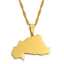 Anniyo Burkina Faso Map Pendant & Necklace African Countries Map Jewelry #023521