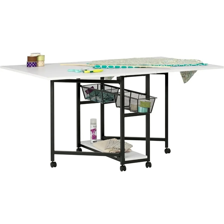 

Studio Designs Fabric Sewing Cutting Standing Table with Organizers 58.75 W x 36.5 D x 30 H Charcoal White