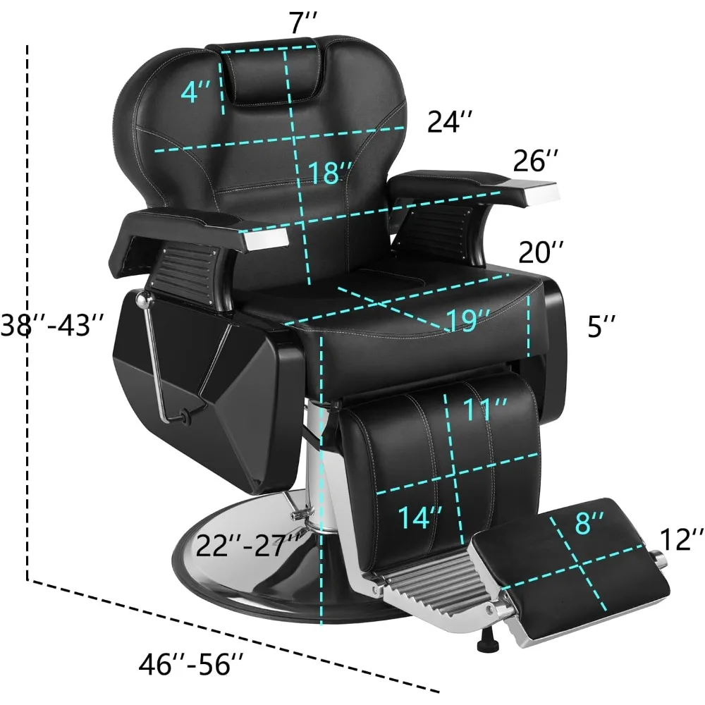 Barber Chair All Purpose Heavy Duty Hydraulic Pump Salon Chair Recline 360 Degree Swivel Hairdresser Chair Height Adjustable