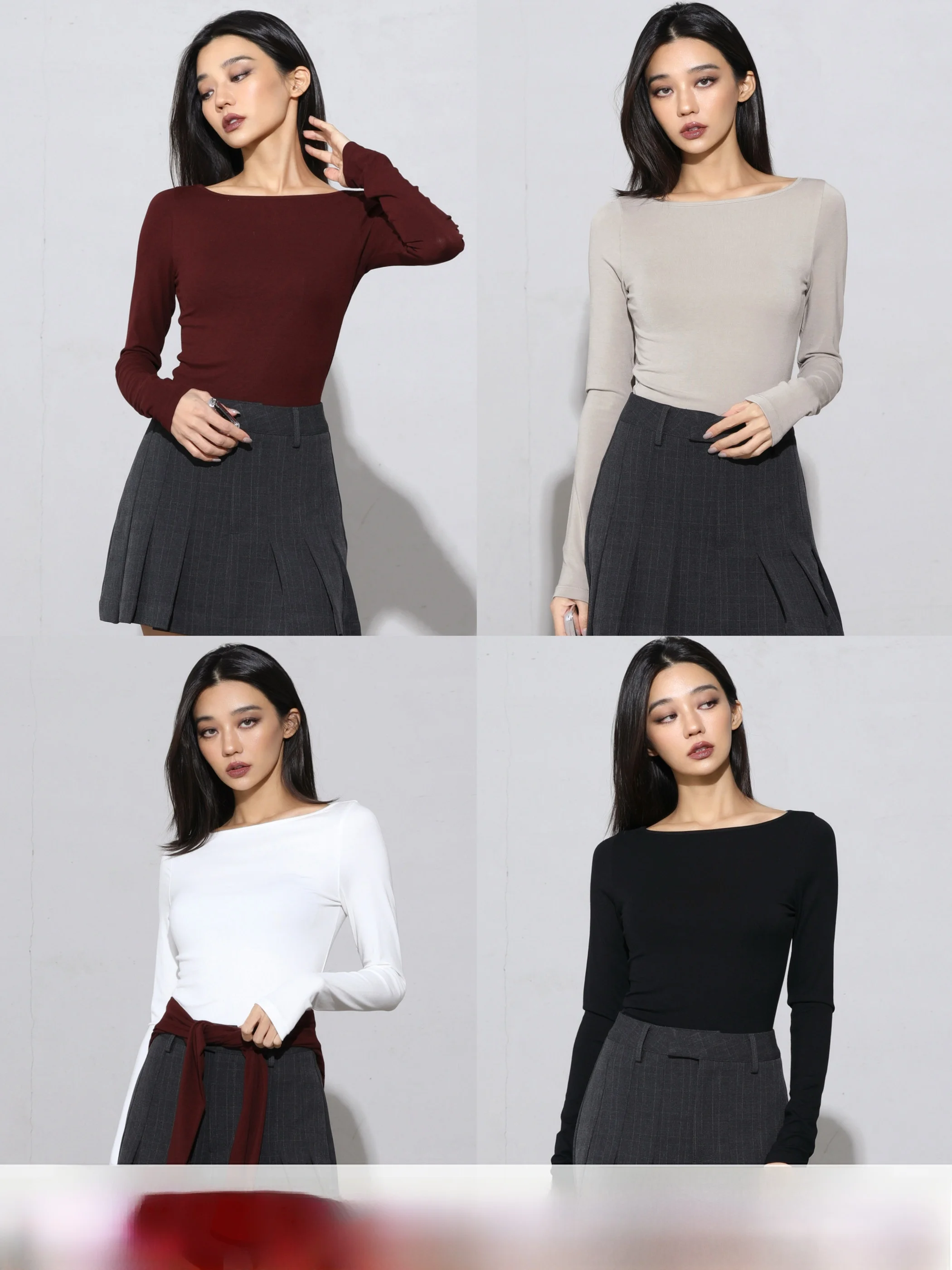 

MIRANDA SONG Women's Slim Fit Long Sve Base irt Inner Wear One oulder Design Faionable Autumn Top Quali Polyester