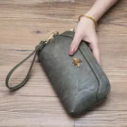 New Europe and the United States long purse large capacity female zipper coin purse multifunctional hand bag lady mobile phone b