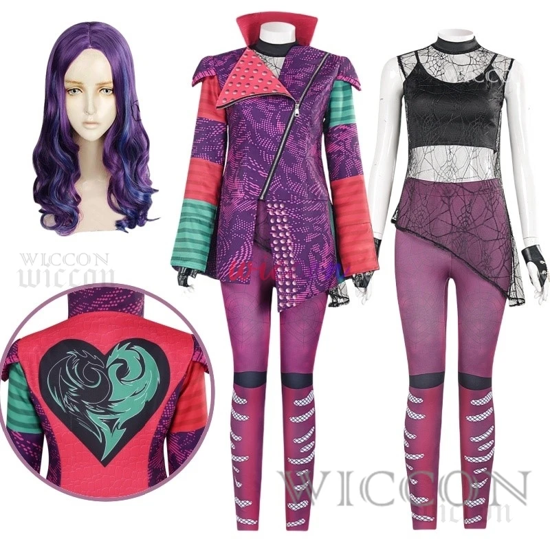 Descendants Fantasy Mal Cosplay Costume Adult Women Vest Coat Pants Gloves Outfits Halloween Carnival Disguise Party Suit