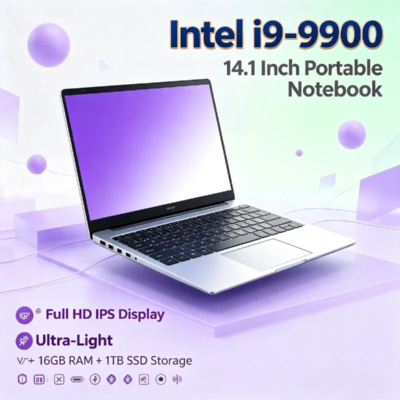 2026 Pro Gaming Laptop Intel i9 9900 5GHz 32GB RAM 2TB SSD 14.1 Inch Ultra Slim 1920x1080 Office Unit