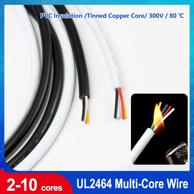 

5M UL2464 Copper Wire PVC Sheathed Insulation 2 3 4 5 6 7 8 9 10 Cores DIY Signal Control Wires Channel Audio Line Copper Cable