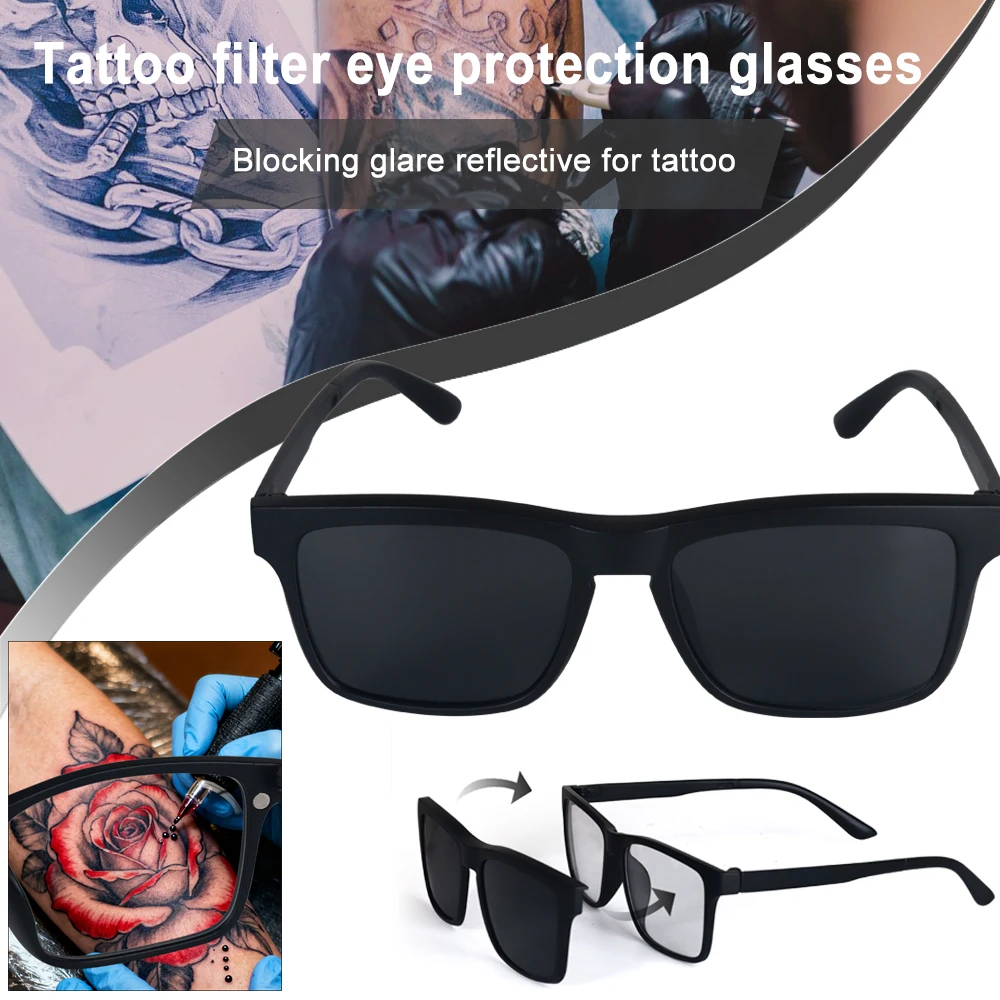 Tattoo Polarized Glasses  Tattoo Filter Eye Protection Glasses Magnetic Adsorption Lens Reflective-free Glasses High Definition
