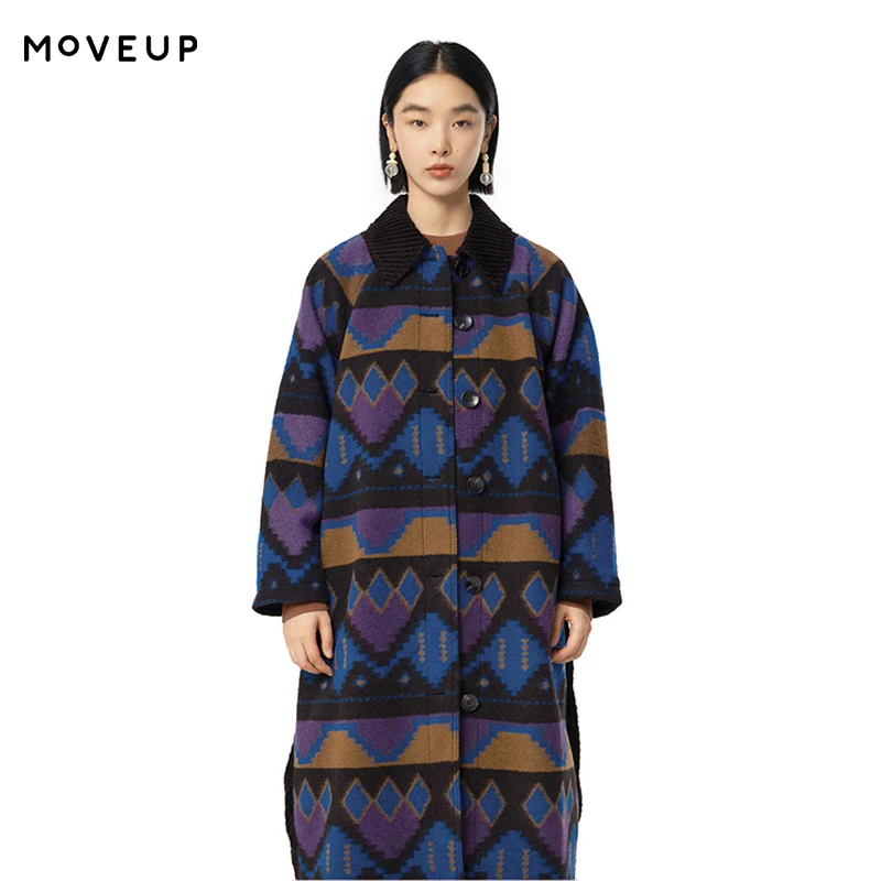 

MOVEUP Casual Long Sleeved Jacket Autumn Color Blocking Splice Raglan Sleeves Pocket Design Warm Jacket For Women 324311601