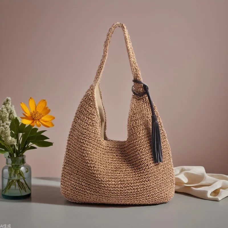 

Gusure Casual Straw Women Shoulder Bags Wicker Woven Ladies Handbags Handmade Summer Beach Large Totes Bag Bohemia