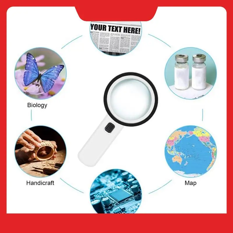 

Hand-Held 30X High Magnification Magnifier With 12 LED Lamp Beads Is Suitable For The Elderly To Read Reusable Easy To Use-N38R