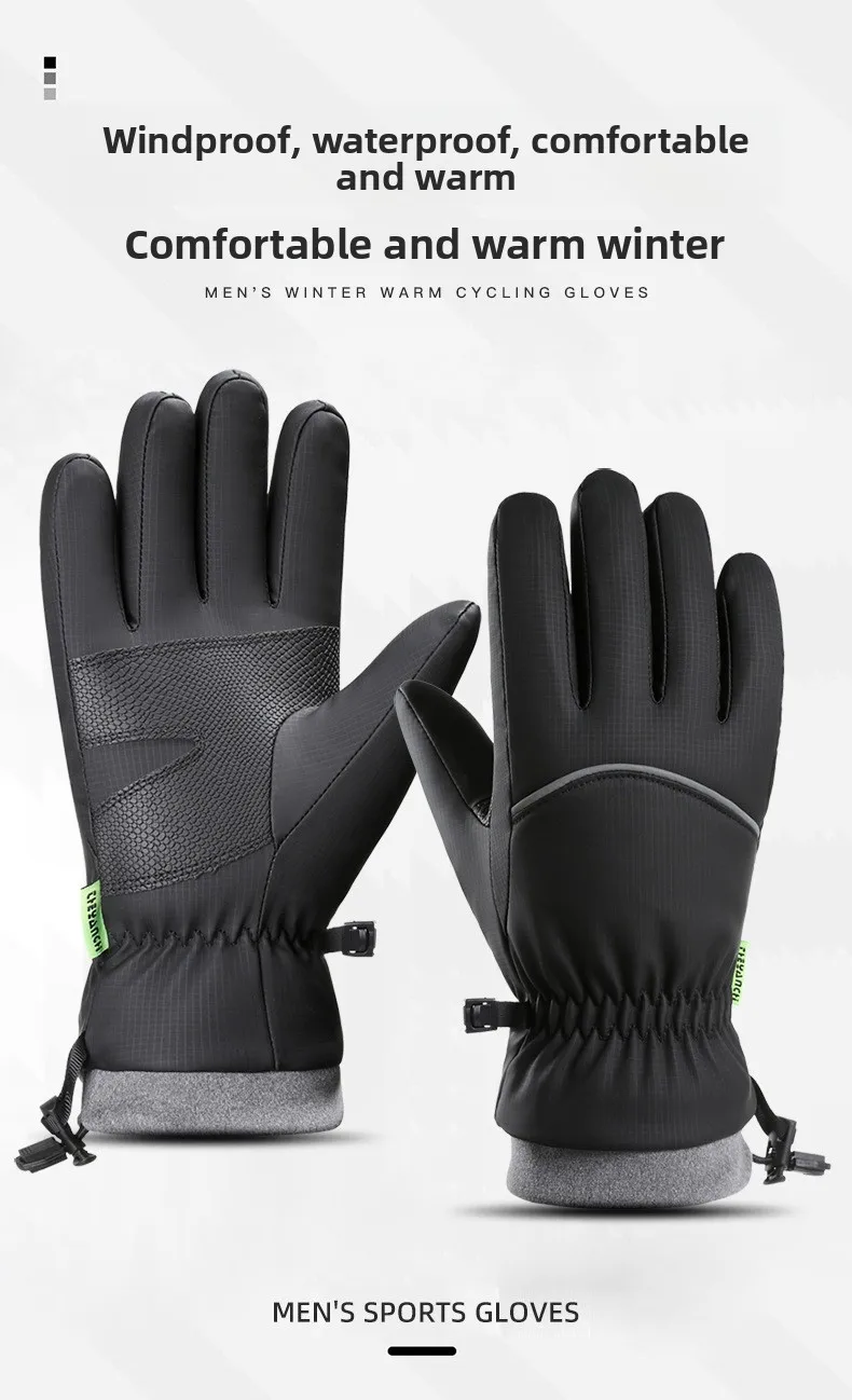 Winter Waterproof Cycling Gloves Outdoor Sports Motorcycle Ski Touch Screen Gloves Non-slip Warm Full Fingers