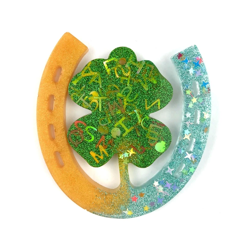 Clover Keychain Epoxy Resin Silicone Molds Pendant Charm Jewelry Making Molds