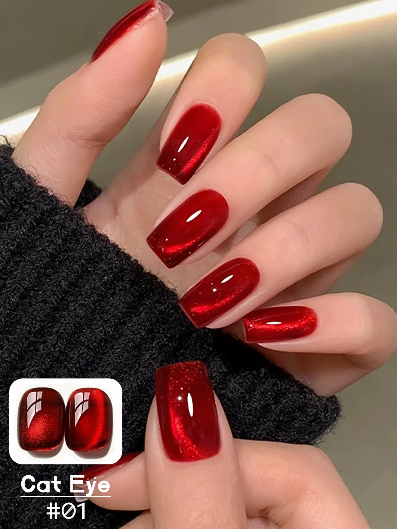 

1-6pcs PSK Christmas Nails Red Transparent Half Sky Cat Eye Gel Nail Polish 2026 New Flash Cherry Wine Glass Bead Nail Art