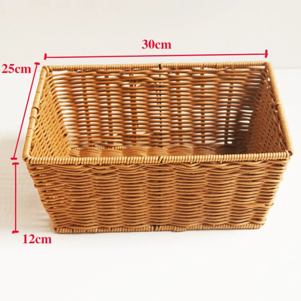 

30*25*12Cm Rattan Storage Basket Hollow Design Mildew Resistant Corrosion Resistant Easy Clean Organizer For Kitchen Bathroom