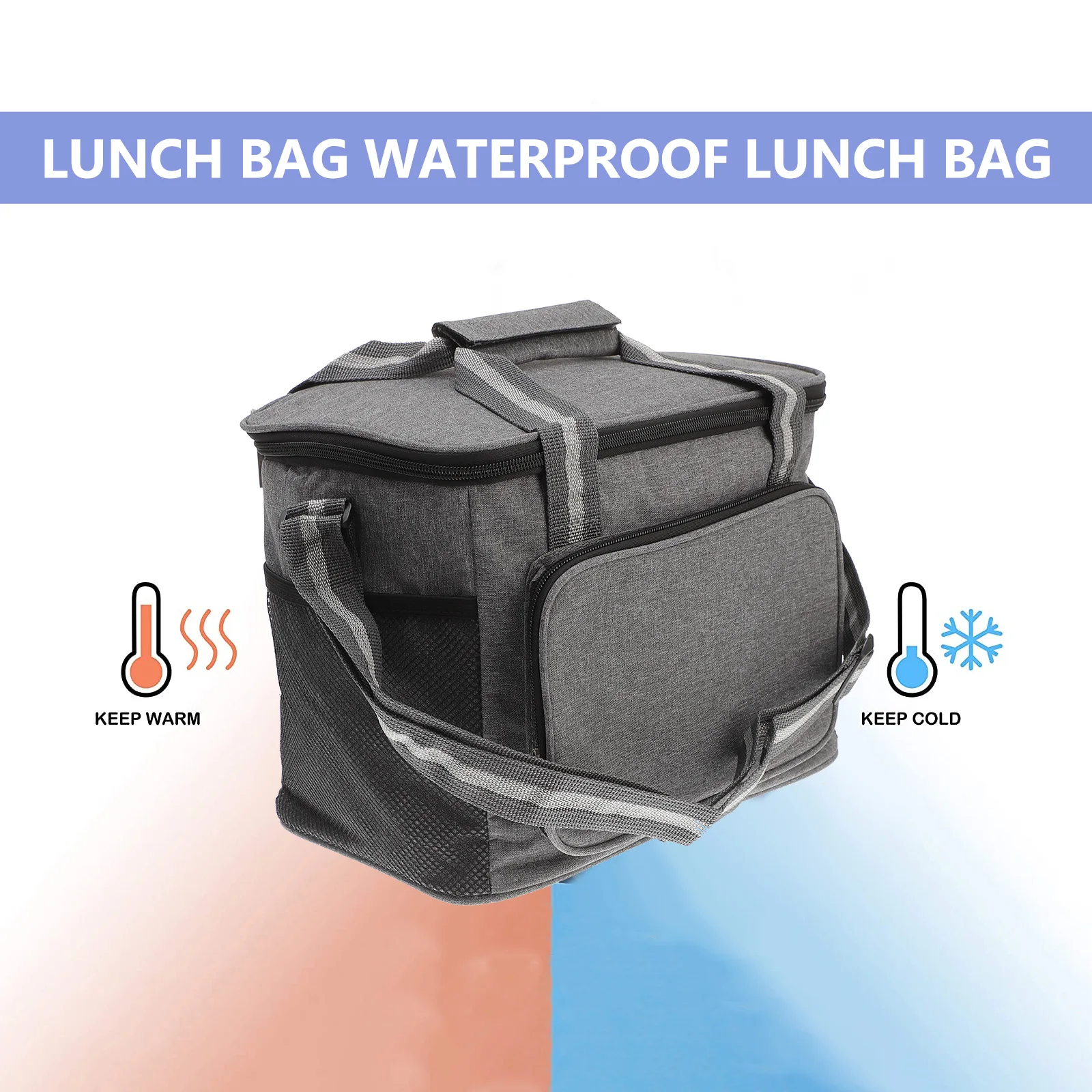 

Large Capacity Insulated Ice Bag Leak Proof Reusable Lunch Tote Bag For Picnic Warm Smooth Zipper Lightweight Water