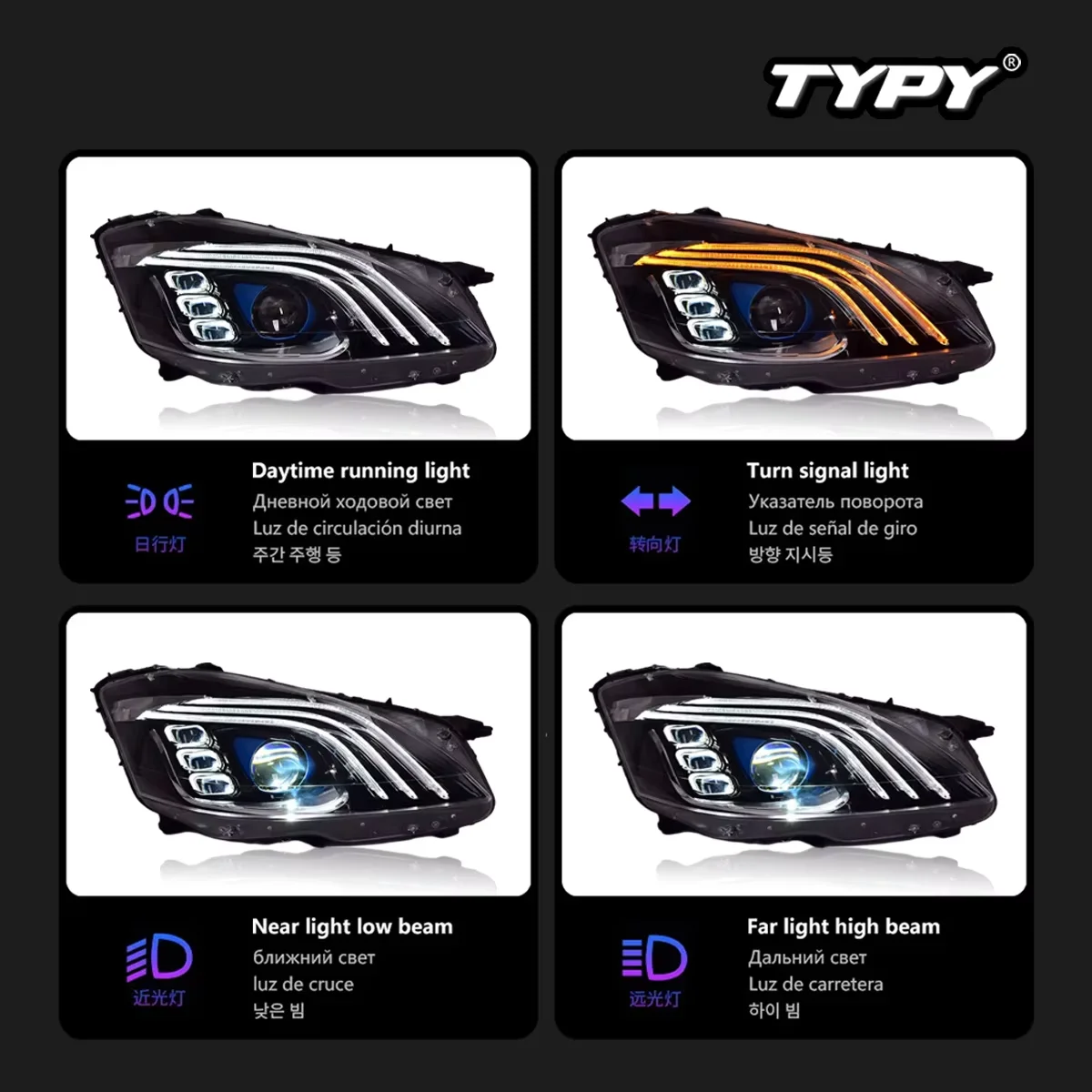 TYPY Car Lights for Mercedes Benz S-Class W221 Headlight 2006-2013 LED Head Lamp DRL Sequential Turn Signal High Low Beam