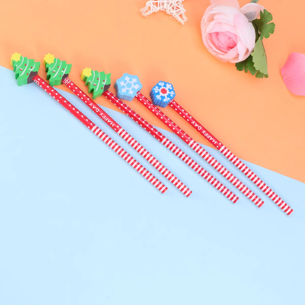 24 Pcs Pencils with Eraser Adult Christmas Filler Gift Bag Christmas-themed Stationery Student's Favorite