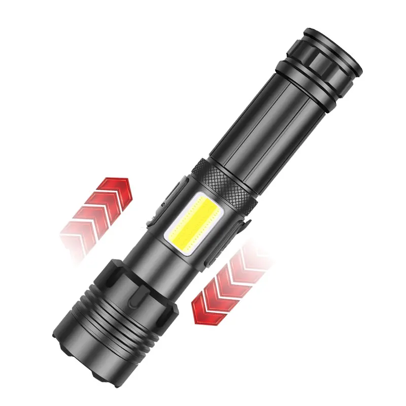 

LCS XHP70/XHP160+COB Usb Rechargeable Flashlights Reverse Charging Tactical Telescopic Zoom IPX4 Waterproof Lamp Camping Torch