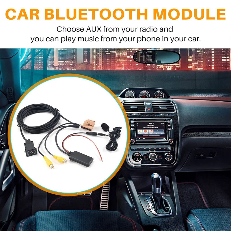 12V MMI 2G Car Bluetooth AUX Cable Adapter Music Audio Mic For Q7 A6 A8 2006-2008 J523 Only For AV1 AV2 Mode