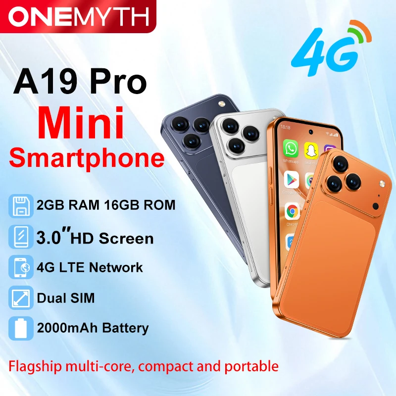 

ONEMYTH A19 Pro is a mini phone featuring a 4.5-inch screen, dual SIM card dual standby, 2GB+16GB memory, and facial recognition