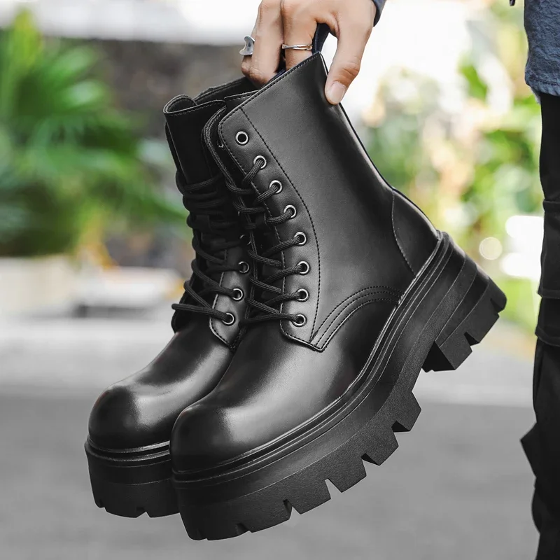 

Couples High Quality Casual Platform boots new designer shoes men motorcycle ankle Boots British high-end men boots botas hombre
