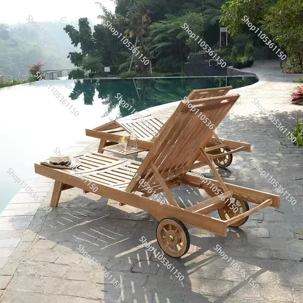 Resort Leisure Hotel Garden Swimming Pool Teak Wood Sunbed Outdoor Lounge Beach Chair Sun Lounger