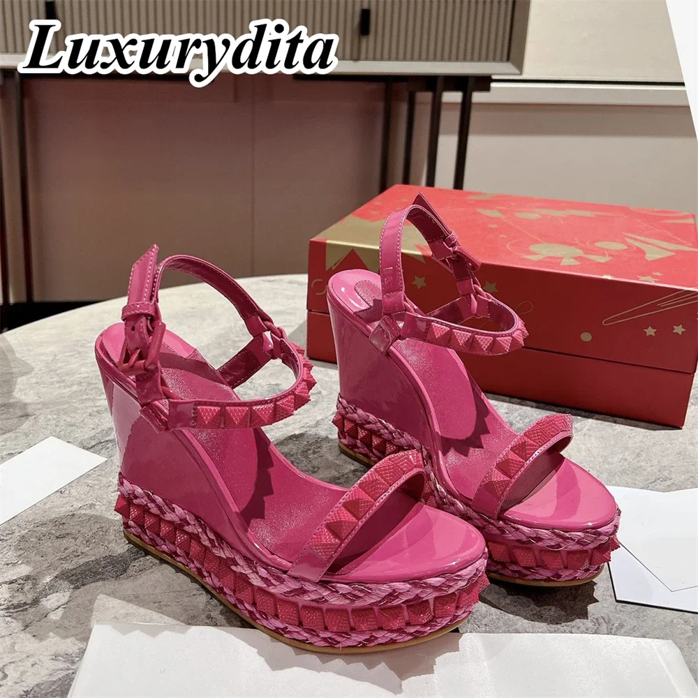 

Top Quality Womens High Heels 0-12cm Luxury Fashion Ladies Sandals Designer Classic Red Heel Real Leather sole Mules Shoes 0961