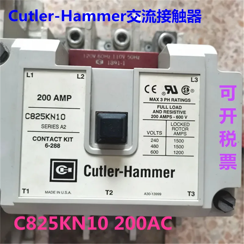 Cutler-Hammer AC Contactor C825KN10 200A 110-120VAC C825KN3