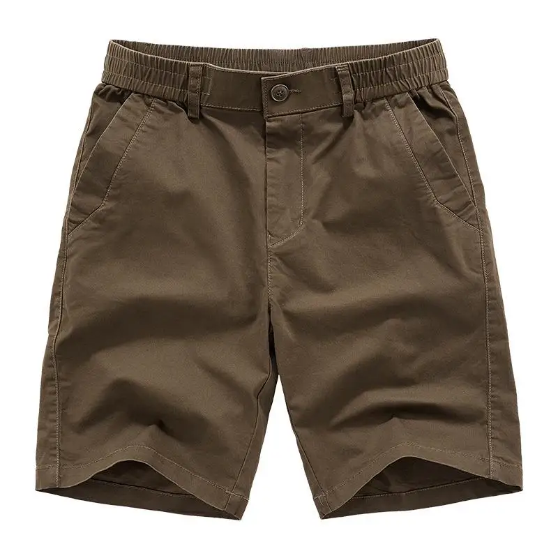 Men's Elastic Waist Workwear Shorts Thin Design Sporty Khaki Five-Quarter Length Summer Seasonal plus Size Available