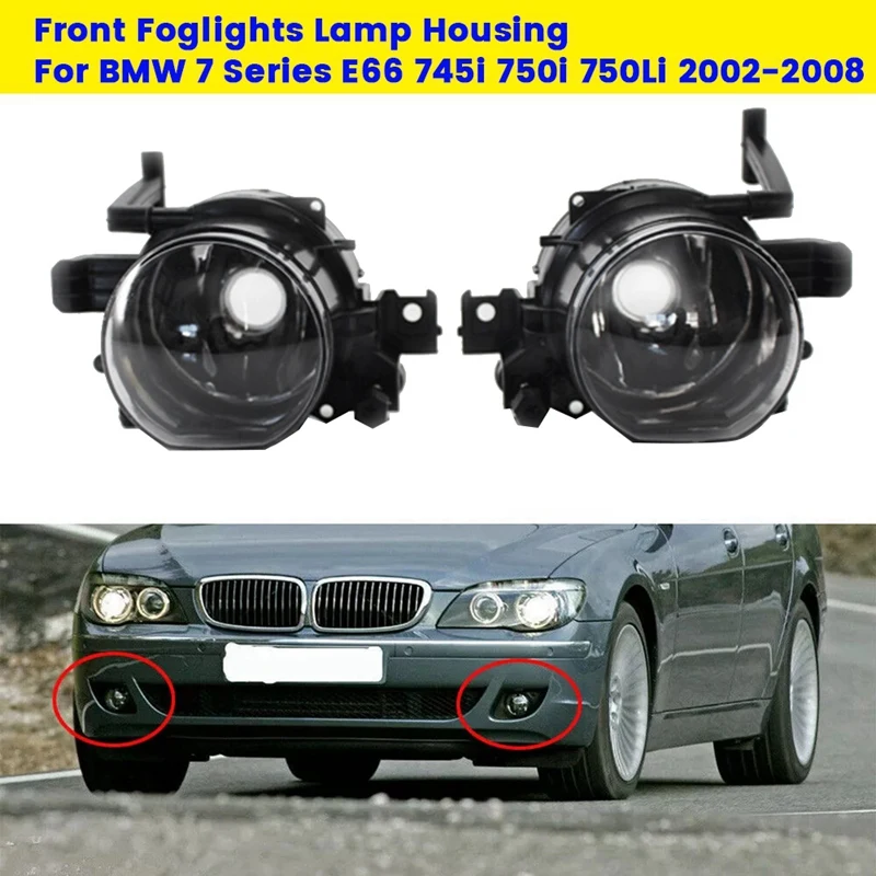 1Pair Front Foglights Lamp Housing 63176943415 63176943416 For BMW 7 Series E65 E66 730I 735I 740I 745I 760I 2002-2008