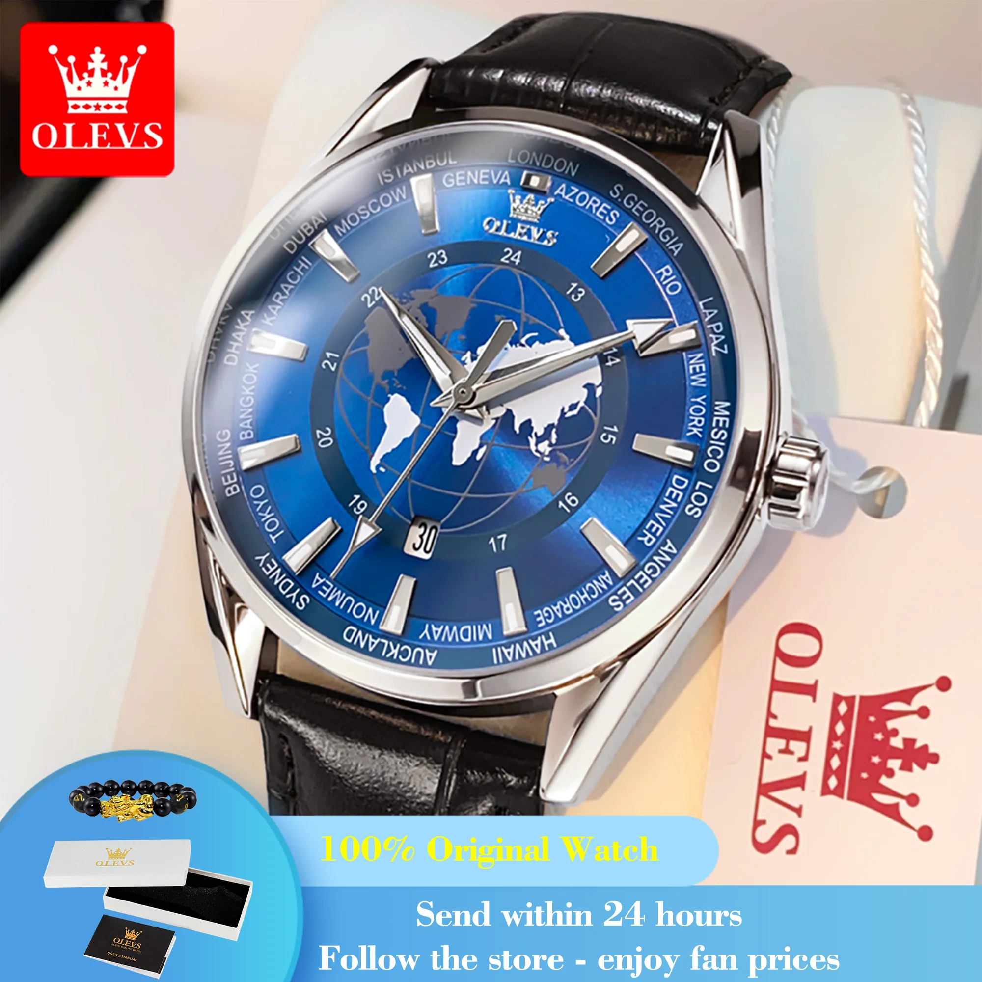 

OLEVS 9926 Fashion Original Quartz Watch For Men Auto Date Business Wristwatch Waterproof Luminous Top Brand Leather Man Watches