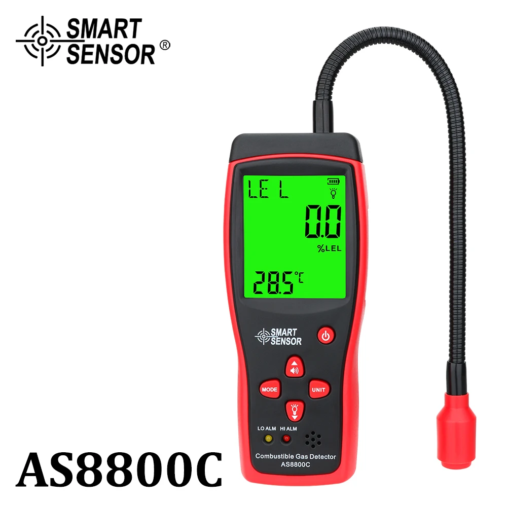 Portable Gas Leak Detector 0-10000PPM Sound & Light Alarm Meter Combustible Gas Leak Tester Natural Methane Gas Smoke Analyzer