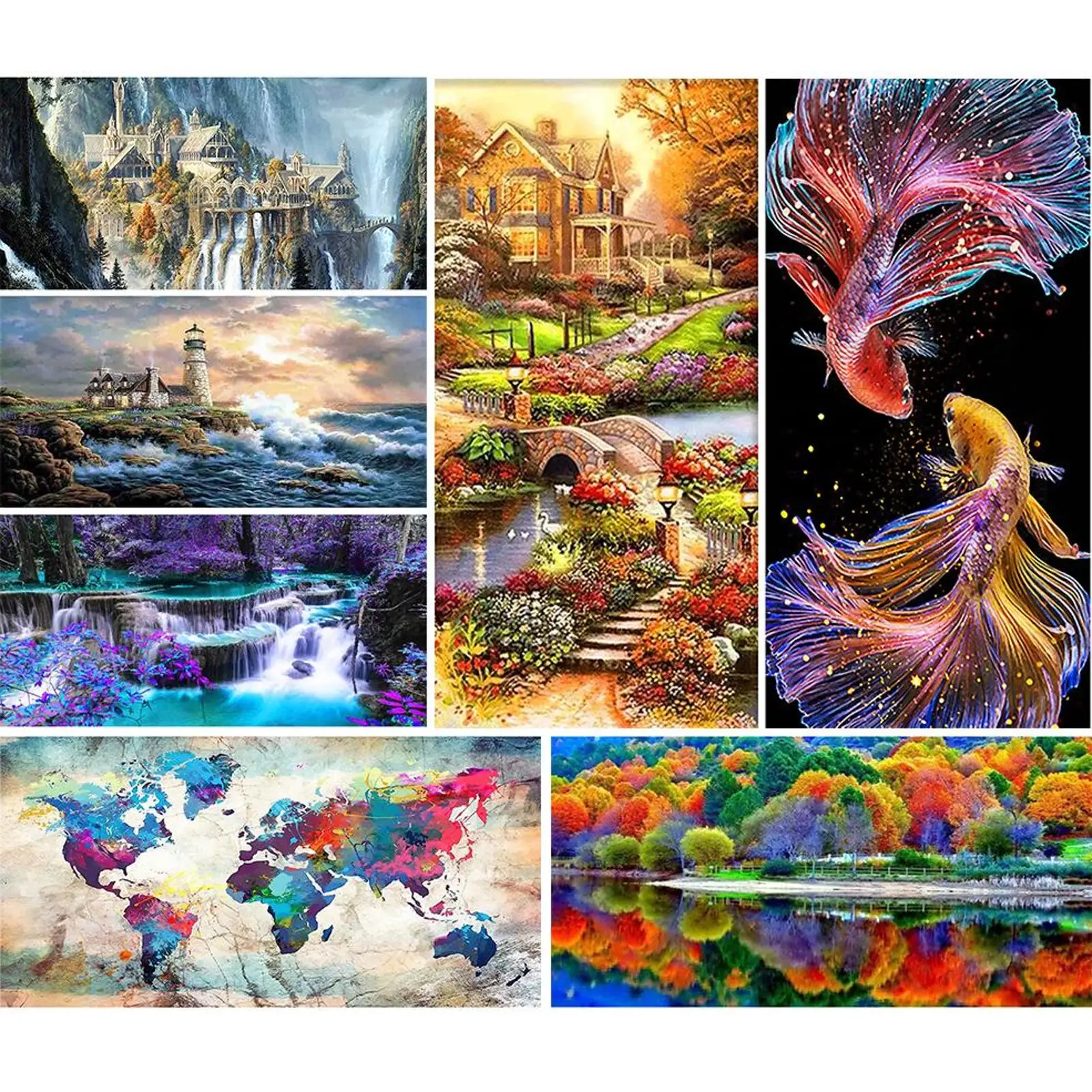 

11CT Stamped Cross Stitch Kits Landscape Printed Art Craft Hanging Picture DIY Mosaic Needlework for Home Wall Decor Gift
