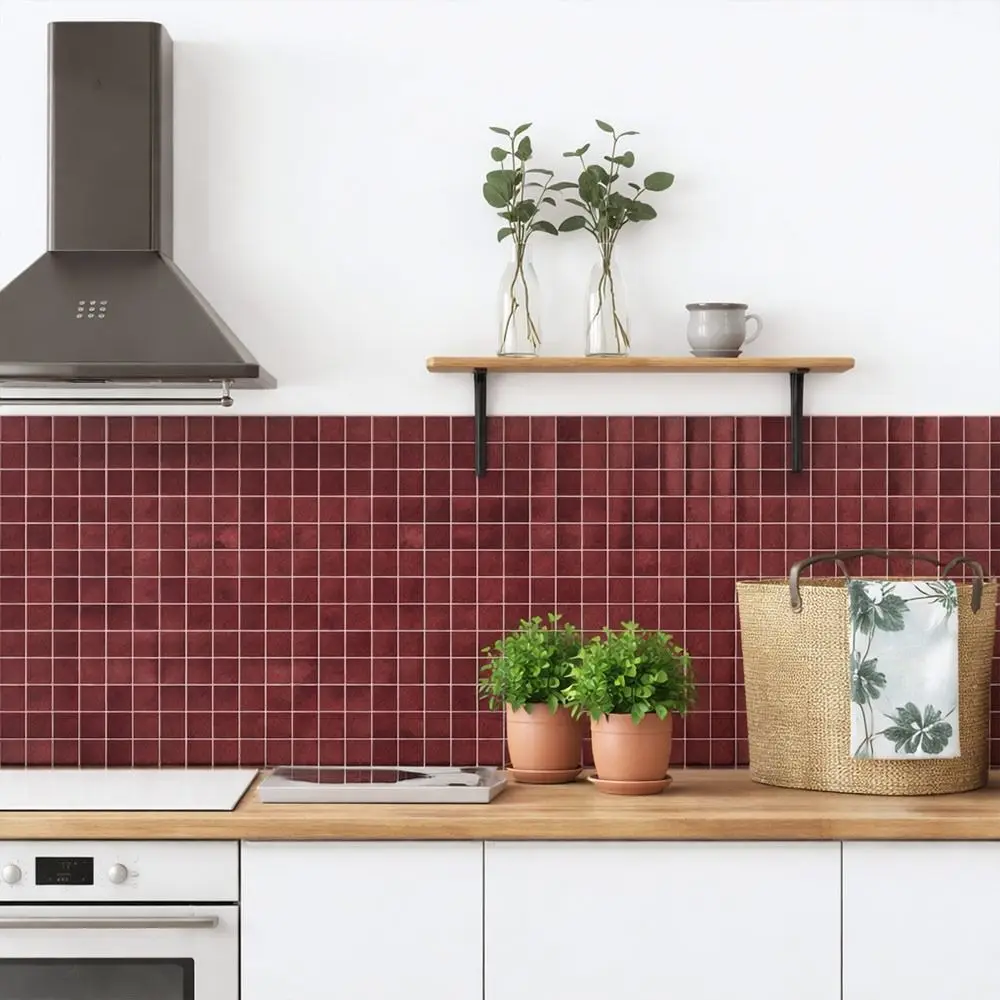 1PC Waterproof 3D Wall Sticker Moisture-proof Oil-proof Wallpaper Anti Fouling Heat-resistant Kitchen Cabinet Renovation Tile