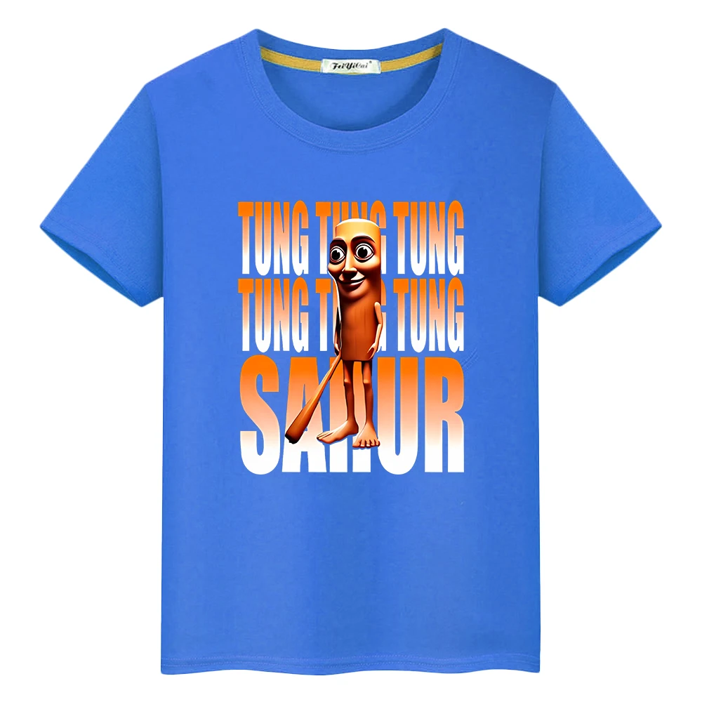 تي شيرت للأطفال الأولاد 10 سنوات تونغ تونغ ساهر طباعة 100% قطن لطيف بلايز كارتون الهالوين تيز y2k أنيمي ملابس أطفال قصيرة فتاة