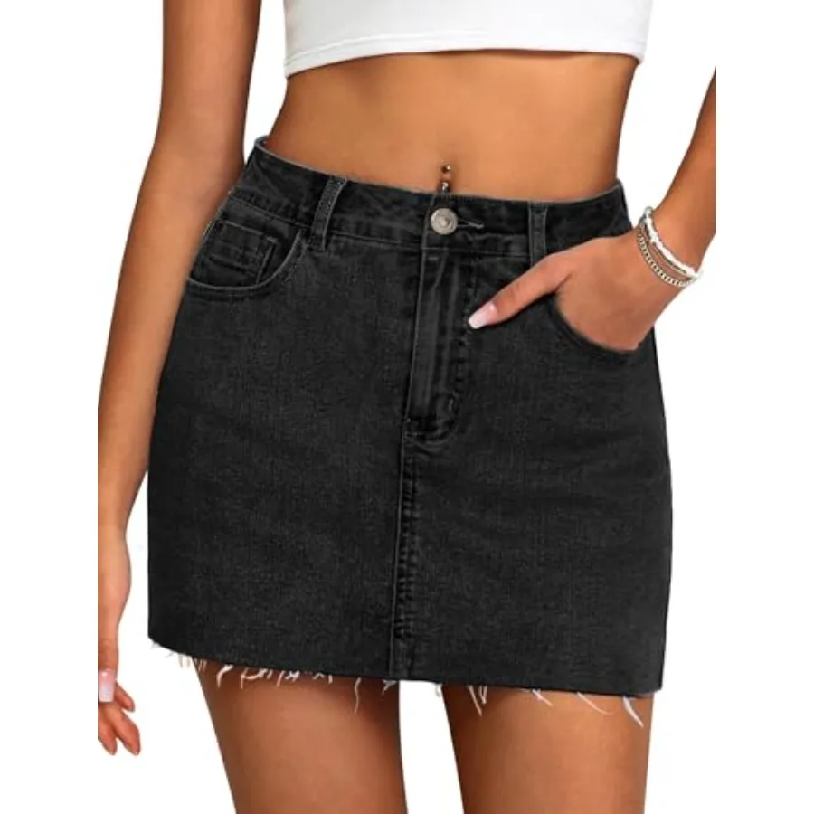 

IWD Jean Skorts for Woman High Waisted Stretchy Denim Skort Y2k Mini Skirt with Shorts Underneath 2026 Trendy Outfits