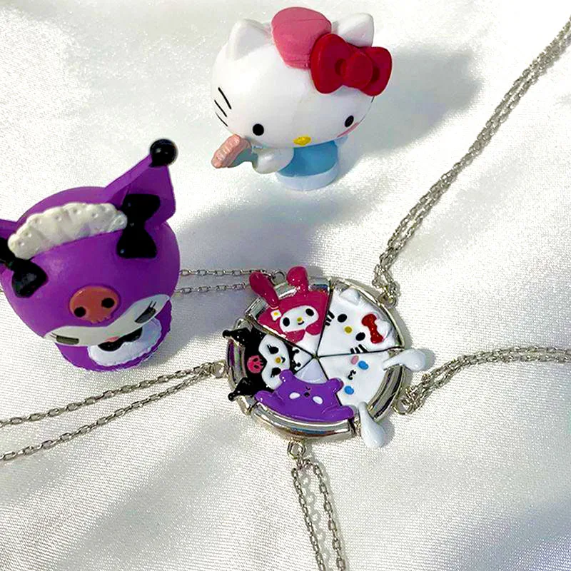 Collar de la serie Sanrio para mujer, colgante de Cinnamoroll de dibujos animados Kawaii, regalos para amigos, delicado y a la moda