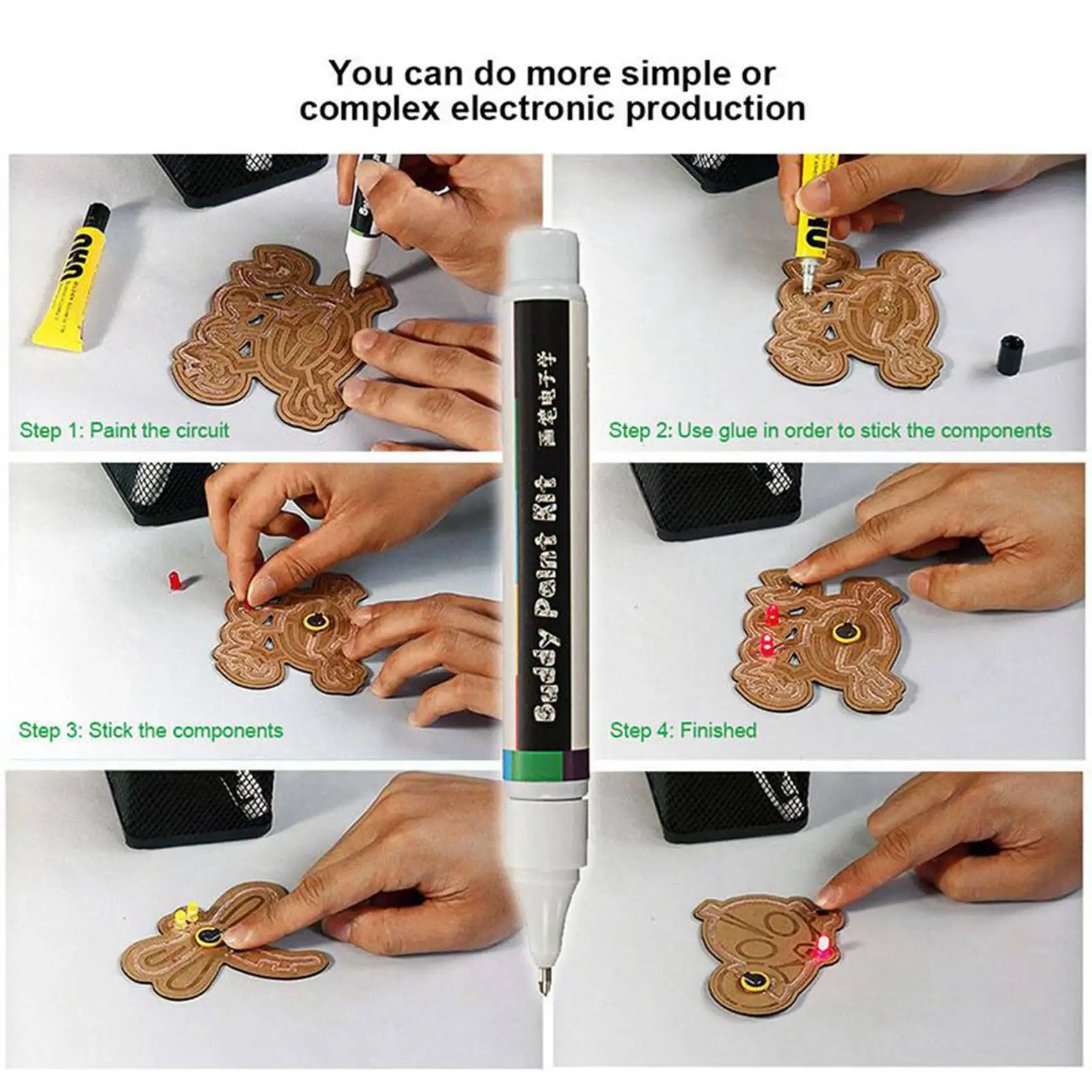 

НОВИНКА-2X, электронная схема с проводящей чернильной ручкой, мгновенно вытягивает цепь волшебной ручки (золото)