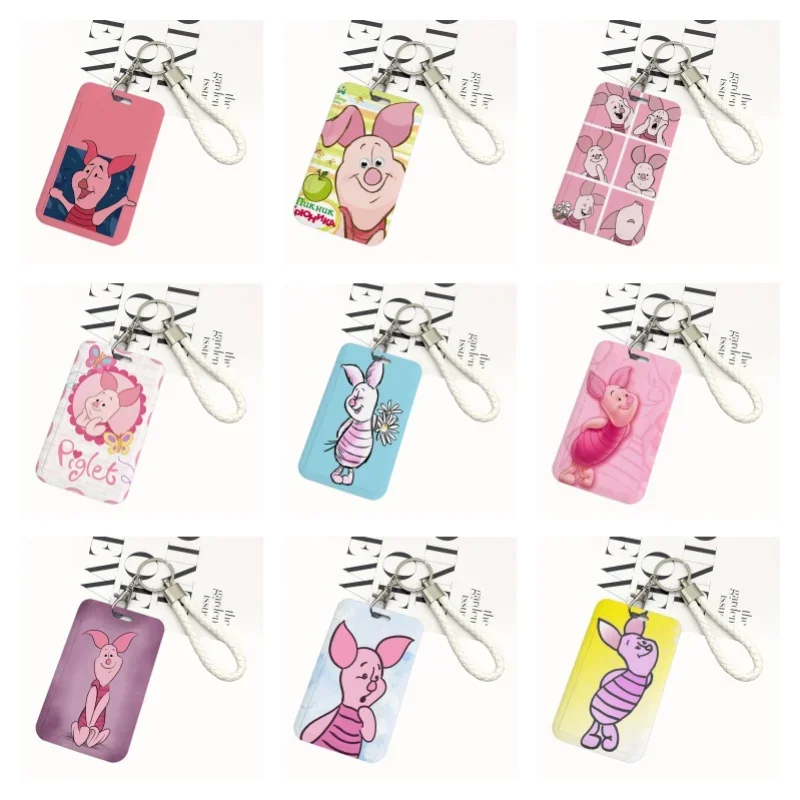 Potdemiel Cartoons Cute Kids Keychain Woven rope Keychain Office ID Card Pass Lanyard buckle Badge Card Holder 0409