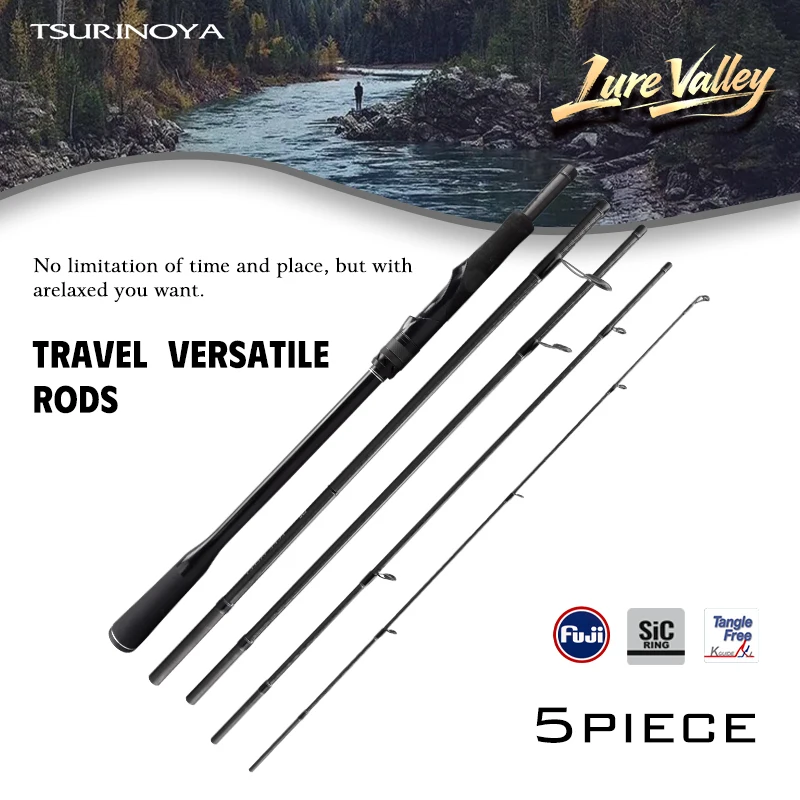 TSURINOYA Portable Fishing Rod LURE VALLEY 5 Section 1.98/2.08/2.28/2.44/2.7m RF FUJI A SIC Guide Spinning Casting Pike Bass Rod