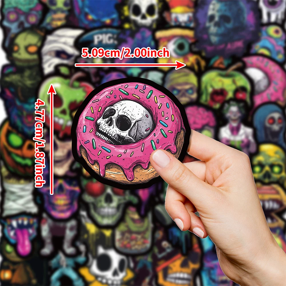 

10/30/50pcs Cool Horror Skull Cartoon Stickers DIY Scrapbook Notebook Helmet Gothic Cartoon Monster Halloween Sticker Decoration