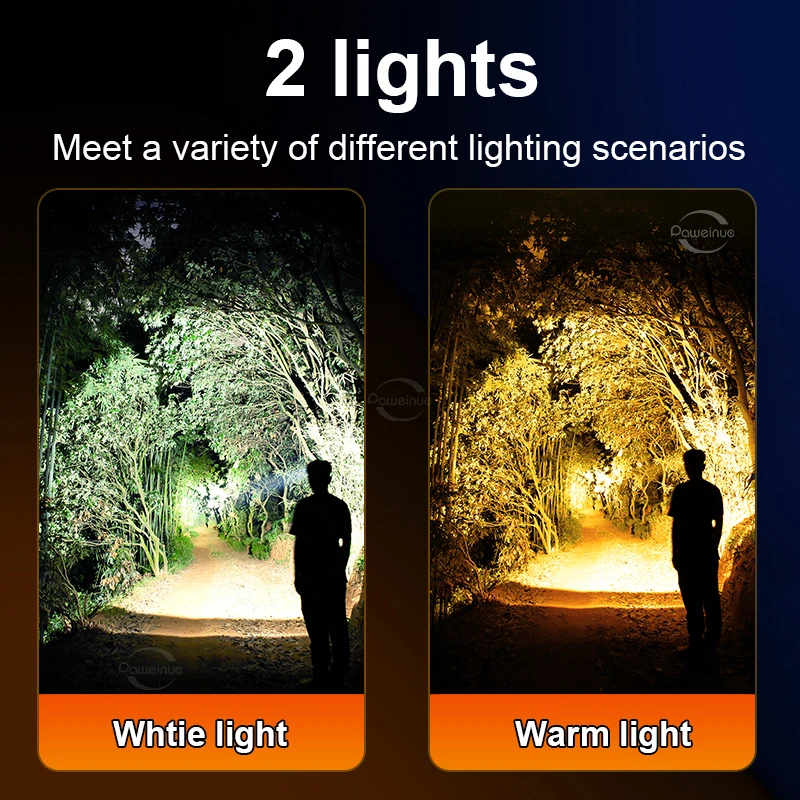 30000000LM Nouveau 2 * XHP100 Phare avant IR capteur rechargeable LED Phare puissant tête lampe de poche zoom lampes de pêche