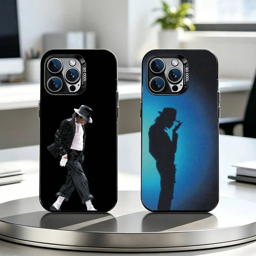 

M-Michael jackson Singer Phone Case For iPhone 17,16,15,14,13,12,11 Plus,Pro Max,XS,Colored Silver Plated Inside Cover