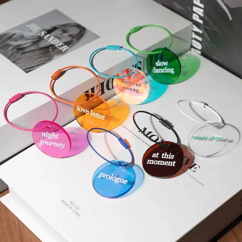 1/2/3/5PCS Cute Acrylic Round Letter Keychain Steel Wire Rope Pendant Personalized Text Bag Charm Fashion Gift