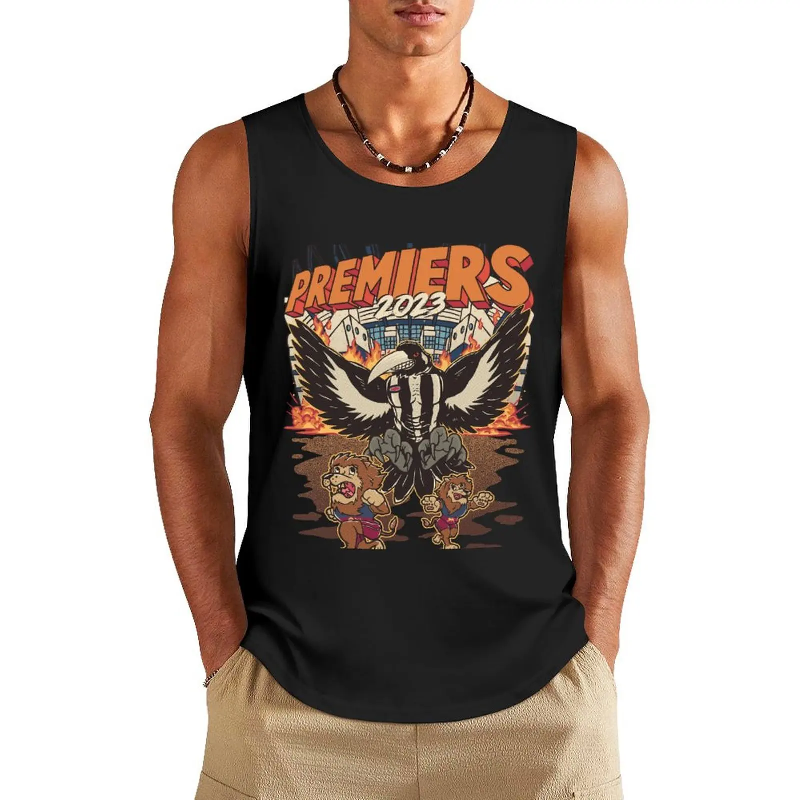 King Magpie - Premiers Graphic Tank Top Sleeveless T-shirt sports vest Men's clothes