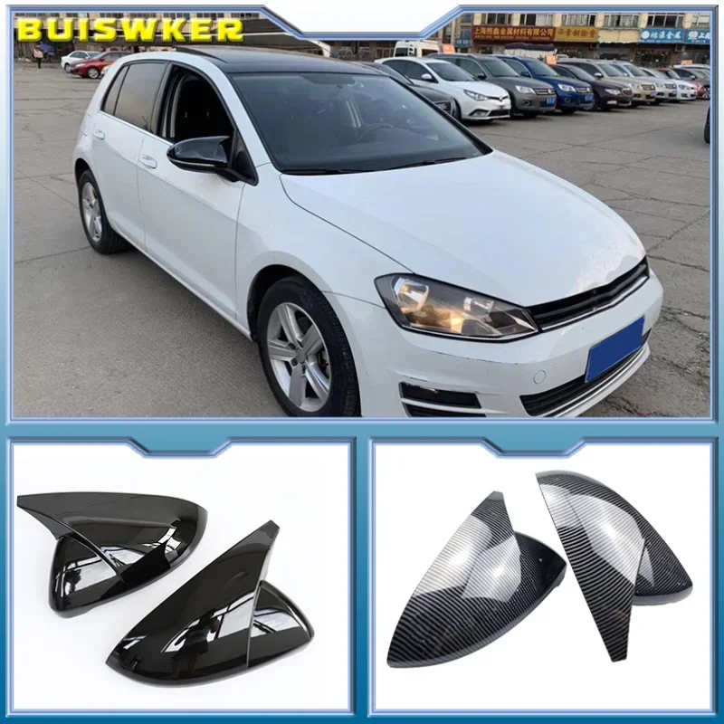 

Black Horn Shape Side Wing Mirror Cover for VW Golf 7 MK7 7.5 GTD R GTI GTE VII Cap E-golf Sportsvan 2013 2018 2019 2020 replace