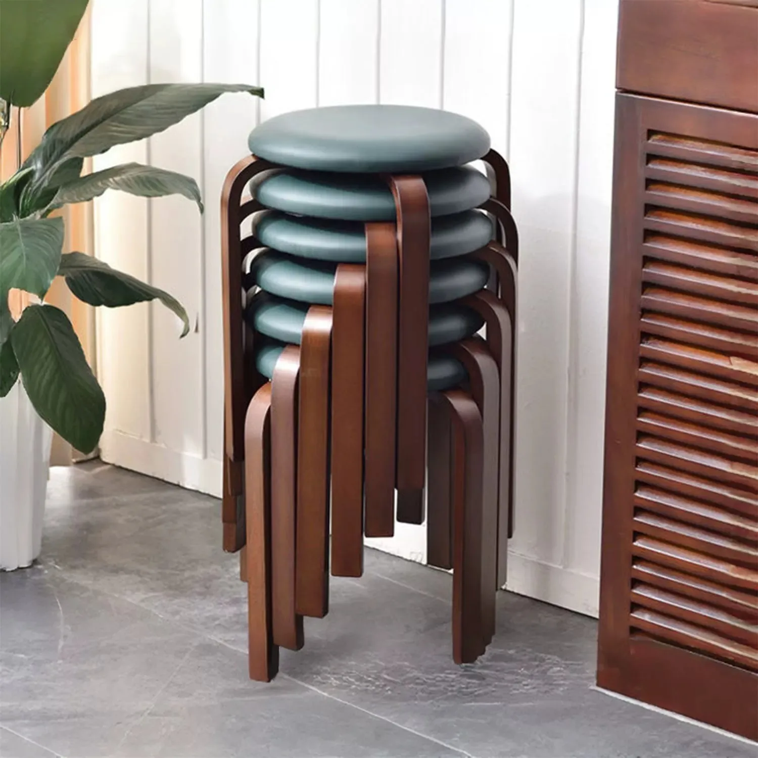 Italian-Style Light Luxury Soft Upholstered Leather Stool Modern Minimalist Bedroom Home Dining Table Bench Stackable