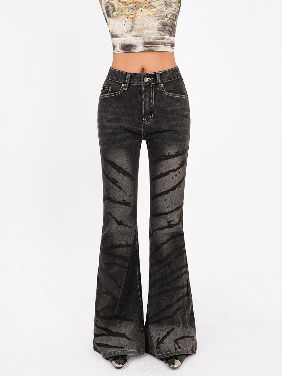 

Джинсы женские Y2K в стиле ретро, с эффектом потертости, микро-клеш, сексуальные, с низкой посадкой, длинные, в стиле панк, миллениум