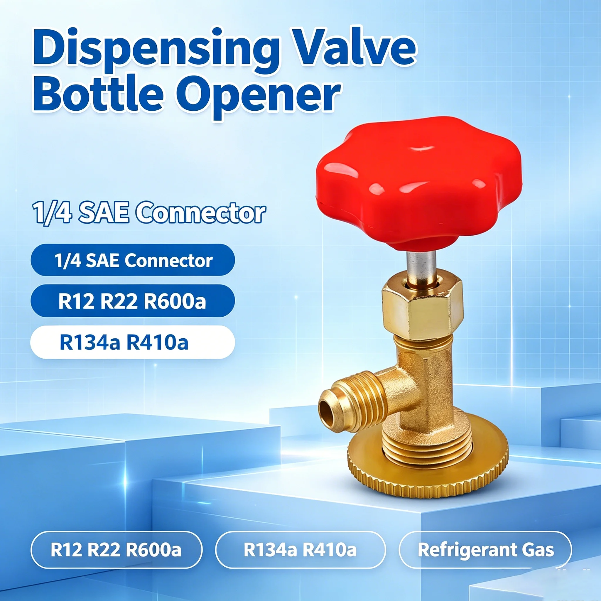1 Pcs Dispensing Valve Bottle Opener 1/4 SAE Connector Mayitr Refrigerant Bottle Can Tap for R12 R22 R6000a R134a R410a Gas